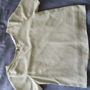 H&M Youth 10-11 Stud Embellished Short Sleeve Top Light Green